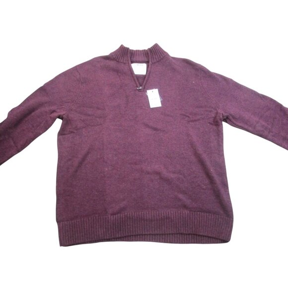 Sonoma Goods for Life Supersoft‎ Sweater Mens 2XL Maroon Ribbed Hem Quarter Zip - Picture 1 of 11